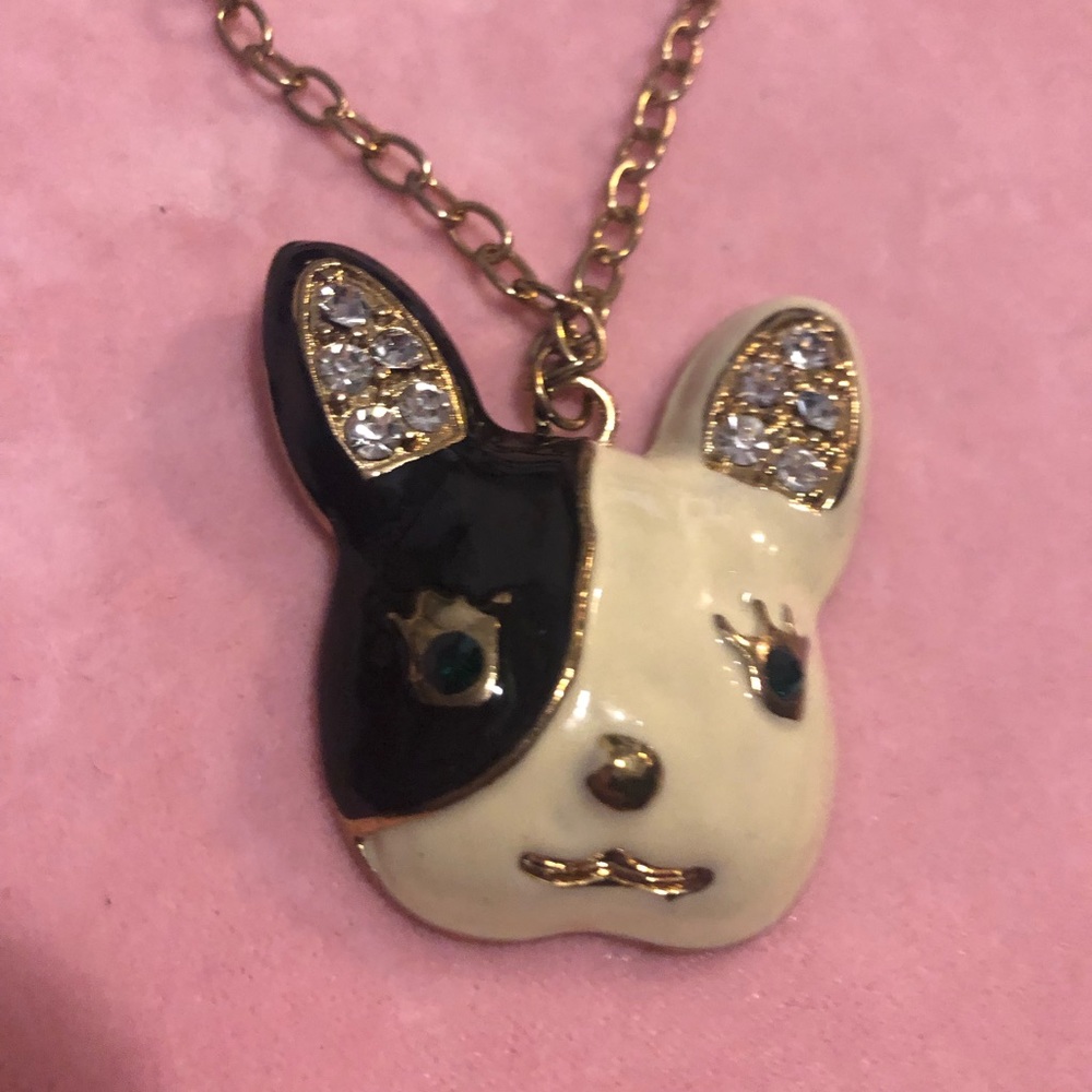 Pug enamel pendant long necklace cartoon funky - Picture 2 of 3